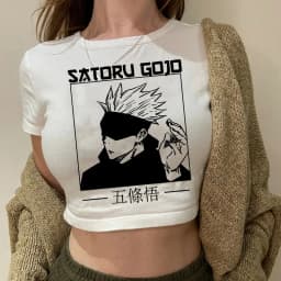 2000s Hip Hop Crop Top  Tshirt Manga Japanese Anime Jujutsu Kaisen T Shirt Gojo Satoru Tops Yuji Itadori Cropped Tees T-shirt
