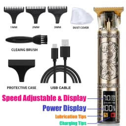 Professional T9 Hair Clipper Cordless USB Beard Trimmer Kit - Haircut Grooming Machine for Stylists Hair Cutting Tool
