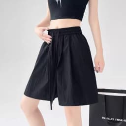 Solid Color Casual Summer Shorts for Women Thin Breathable Elastic Waist Shorts Woman Vacation Loose Wide Leg Shorts Beach Pants
