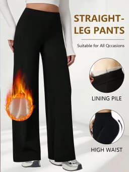 Plush Wide Leg Trousers Warm Winter High Waisted Straight Pants Outdoor Skiing Jogging Or Exercise Winter Women's Pants & Capris