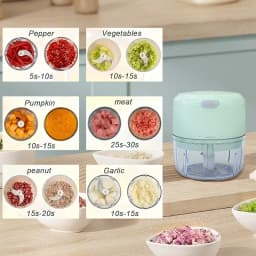 250ml mini rechargeable garlic chopper and meat grinder, durable and sturdy, suitable for grinding garlic, chili, onions, ground meat, nuts, and more