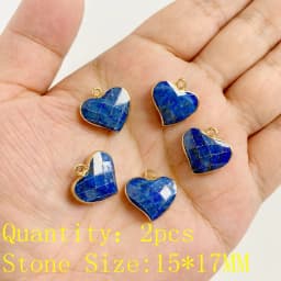2PCS Natural Blue Lapis Lazuli Stone Gem Pendant Connector Charm For DIY Woman Men Jewelry Making Accessory Wholesale