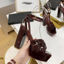 2023 New Lacquer Leather Ultra High Heels Women's Sandals Classic Open Toe Casual Fish Mouth Shoes Brand Sexy Party High Heels