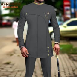 Men's 2 Pieces Suit Elegant Single Breated Slim Fit Embroidery Blazer Pants Set African Clothes Party Wedding A2316025
