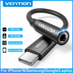[2Pcs] Vention USB Type C to 3.5mm Jack Earphone Adapter Headphone USB C Cable Audio Adapter with DAC For iPhone 17 16 15 Xiaomi
