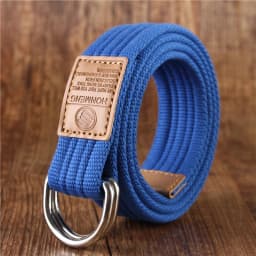 New men's and women's Korean version 16 color double loop buckle canvas belt 43 inch casual pants canvas belt youth pants belt