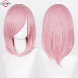 40cm Medium Basic Anime Cosplay Wig Bang Blond Black White Red Pink Green Brown Gold Blue Heat Resistant Synthetic Hair Wigs