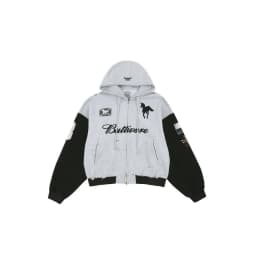 PROJECT G/R Patchwork Splicing Damaged Hole Zip Up Cardigan Coat Men Women Unisex Cotton Oversized Logo Embroidery