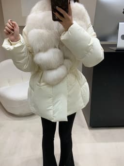 Winter High End Natural Large Fur Collar Down Jacket Women White Duck Down with Belt Outwears Female Solid Thicken Warm Jackets