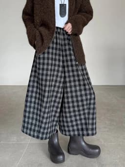 EAM Plaid High Elastic Waist Wide Leg Ankle Length Vintage Pants New Trousers Women Fashion Tide Autumn 2026 30A4051