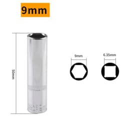 1Pc 1/4'' Hex Socket Adapter 4~14mm Deep Ratchet Wrench Head 50/25mm Length Impact Driver Hand Tools Car Repairing Accessories