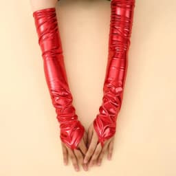 48CM Women Multicolor Patent Leather Hook Finger Gloves Cosplay Stage Performance Electronic Music Festival Bar Pole Dance Solid