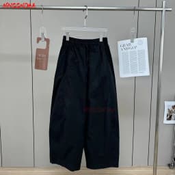 Women's White Elastic Waist Wide Leg Pants Summer Female Casual Loose Trousers