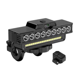 Bicycle Digital Display Horn Light 9 Lamp Beads Rechargeable Handlebar Front Light Warning Speaker Head Light for Running Riding