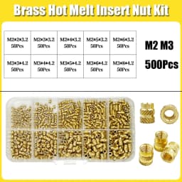 Brass Threaded Insert Nut Kit M2 M2.5 M3 M4 M5 M6 M8 Hot Melt Heat Knurled Embed Injection Copper Insertnut for 3D Print Plastic