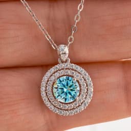 1 CT Real D Color VVS Moissanite Pendant Necklace For Women Red Blue Color Moissanite 925 Sterling Silver Wedding Fine Jewelry