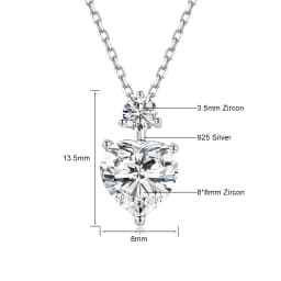 925 Sterling Silver Heart Moissanite Necklace D VVS1 Excellent Cut Diamond Pendant Fine Jewelry Gift for Women Valentine’s Day