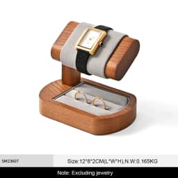 WoodTen Solid Wood Watch Display Stand with Drawers Double Layered Watch Necklace Bracelet Organizer Rack Jewelry Bracelet Stand
