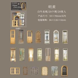 20pcs/1lot Kawaii Scrapbook Stickers Old courtyard doors and windows Junk Journal Gold Planner Stationery Decorative