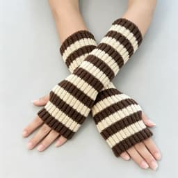 Christmas Red Striped Knitted Long Fingerless Arm Sleeves Women Winter Arm Warmer Harajuku Girls Y2K Fashion Half Finger Gloves