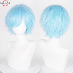 Anime 30cm Short Straight Cosplay Wig Black White Green Brown Purple Blue Gray Red Gold Man Women Heat Resistant Synthetic Hair