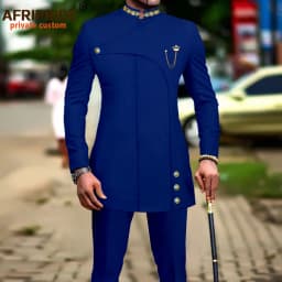 Men's 2 Pieces Suit Elegant Single Breated Slim Fit Embroidery Blazer Pants Set African Clothes Party Wedding A2316025