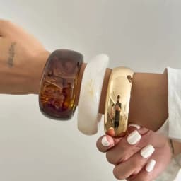 Salircon 3 Style Trendy Exaggerated Resin Wide Bangle Women HipHop Gold Color Geometric Heavy Metal Bangles Bracelet Men Jewelry