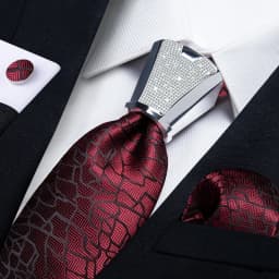 DiBanGu Business Plaid Black Solid Luxury Elegant Silk Ties for Men Designer Tie Buckle Handkerchief Cufflinks Wedding Accessory