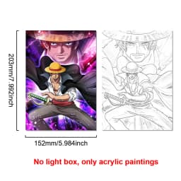 Anime Character One Piece Luffy Zorro Animated Frame LED Light Study Bedroom Christmas Birthday Gift