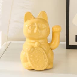 5.9 Inch Ceramic Lucky Cat Waving Arm Maneki Neko Beckoning Cat for Fortune Luck Wealth Prosperity Decoration Fengshui Ornament