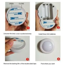 1 Set Multiple Controls 16 Colors Cabinet Light Dimmable LED Round Night Light Portable Cabinet Kitchen Closet Lamps with Remote