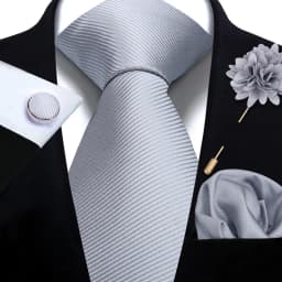 Men's Solid Necktie Cufflinks Pocket Square Lapel Pin Flower Brooch Elegant Man Wedding Shirt Accessory Set Suit Groomsmen Gifts