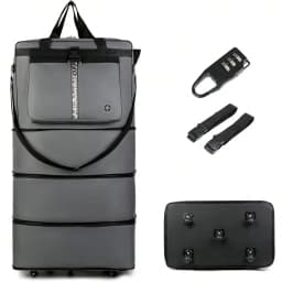 42 Inch Expandable Large Travel Duffel Bag With 5 360° Spinner Wheels & Lock & 2 Straps- Oxford Waterproof Foldable Suitcase Collapsible Luggage