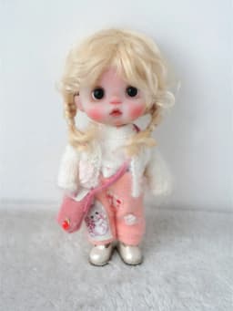 JD644 4-5inch 5-6inch Messy Baby Curly Mini Twintail Mohair BJD Wigs 1/8 1/12 OB11 Lati Yellow Doll Accessories