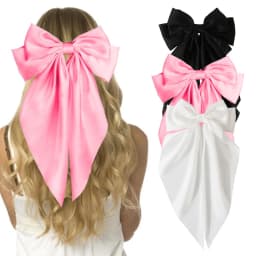 2/3pcs WomenGirls Large Bow Hair Clips, Soft Long-Tailed Bow Hairpins, Vintage Metal Hair Clip Silk Headband, Elegant Hair Acces