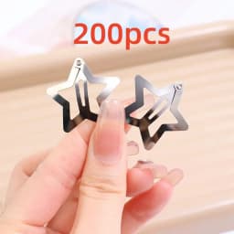 Silver Star Hair Clips Set for Girls - Metal Snap Barrettes with Shiny Jewel Hair Grips Fashionable Hair Accessories