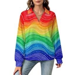 Betawoo Checkered Premium Casual Long Sleeve V-Neck Sweatshirt For Women