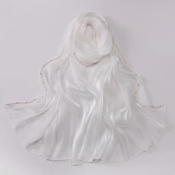 High Qulaity Solid Color Silk Scarf Shining Unilateral golden chain Chiffon Hijab Veil Long Chiffon Sunscreen Headscarf Outdoor