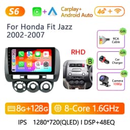 2Din Android Car Stereo Radio For Honda Fit Jazz City 2001-2008 Multimedia Player Navigation GPS Carplay Auto No DVD With Screen