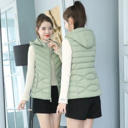 Solid Short Style Vest for Women Cotton Padded Women's Winter Sleeveless Jacket with Zipper Stand Collar Casual Coats