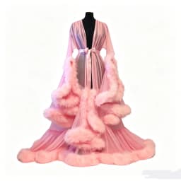 Sexy Feather Perspective Flared Sleeve Trailing Long Dress with Multiple Colors Available Mesh Women's Loose Pregnant Dress