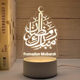3D Moon Castle Acrylic LED Night Light Eid Mubarak Festival Ornaments Islamic Muslim Party Supplies 2025 Ramadan Home Decoration