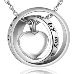 No Longer By My Side,Forever In My Heart Cremation Jewelry Stainless Steel Heart Urn Necklace Ashes For Human/Pet