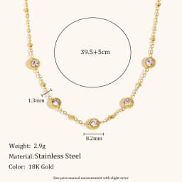 La. Muses Asymmetric Rice Bead Round Bead Chain Cubic Zirconia Pendant Stainless Steel Women's Necklace High-end Jewelry Gift