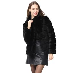 QUEENTINA  Rabbit Fur Coat Collar Whole Full Pelt Fashion Luxury Waistcoat Natural Imitation Coats New Women's Winter Jacket