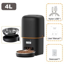 NITYERS 4L Automatic Cat Feeder, Smart Pet Food Dispenser with Key Control, Voice Recorder, Dual Power Supply, Timed Auto Dog Feeder with Stainless Steel Bowl