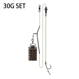 Carp Fishing Feeder Set – Bait cage with braided hook line, includes 30g/40g/50g sinkers, pre-tied fishing line rigs