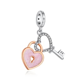 Romantic Tower & Love Lock Key Charms Beads Fit DIY 925Sterling Silver Bracelet Necklace Women Birthday Anniversary Jewelry Gift