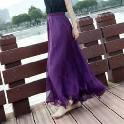 High-grade Double Layer Skirts Spring Summer Elastic High Waist Large Swing Gauze Chiffon Skirt A-line Pleated Long Beach Skirt