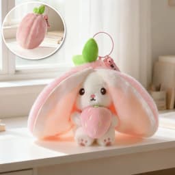 New Cute Fruit Bunny Plush Toy Creative Durian Pineapple Carrot Strawberry Turn Into Rabbit Soft Doll Birthday Christmas Gift
